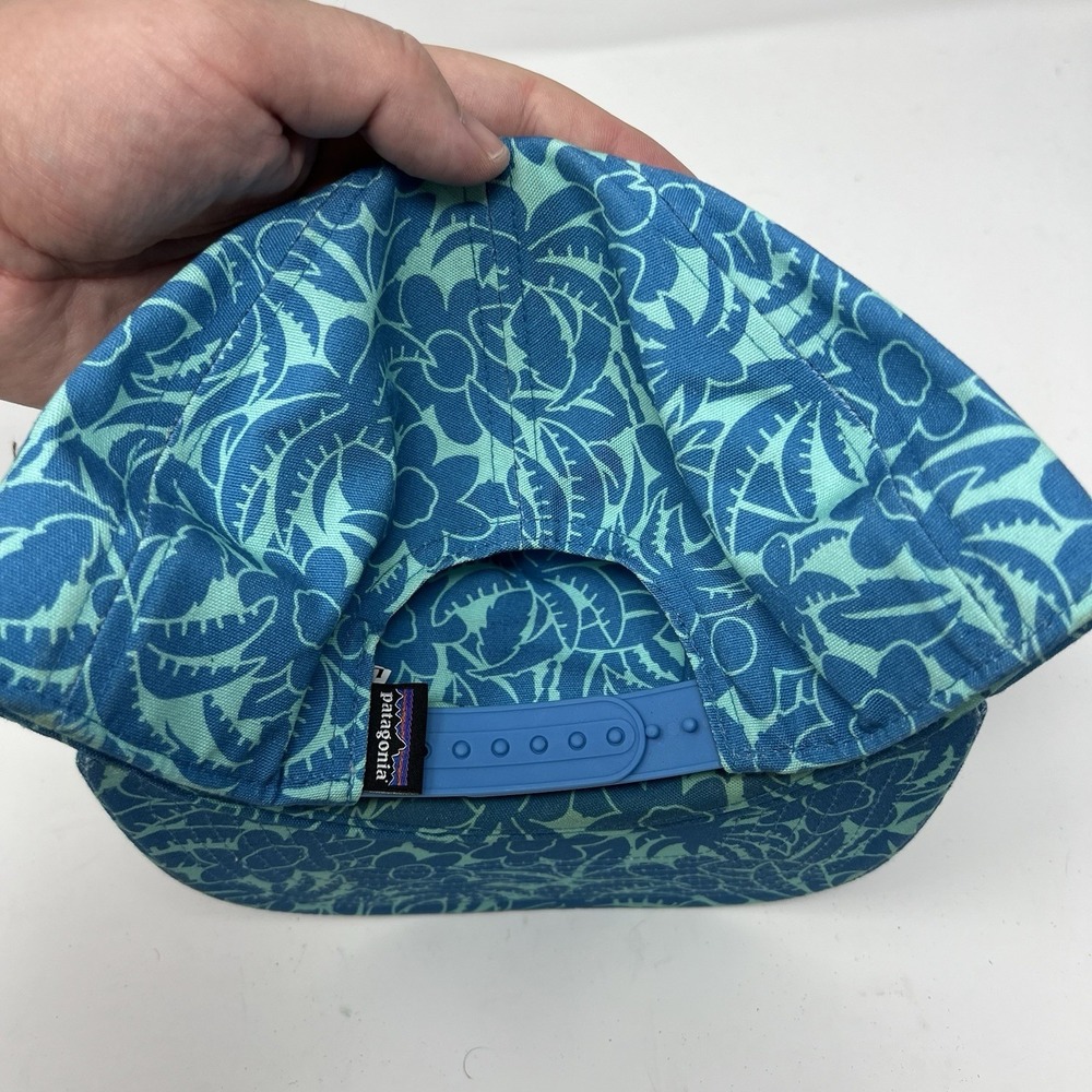 Patagonia Hat Cap Snapback Blue Floral Palm Mens NetPlus Organic Cotton Tropical - Picture 5 of 11
